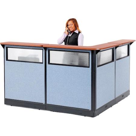 Interion By Global Industrial Partial Window, 80 in D X 46 in H, 80 in W X Blue 694912WNCB